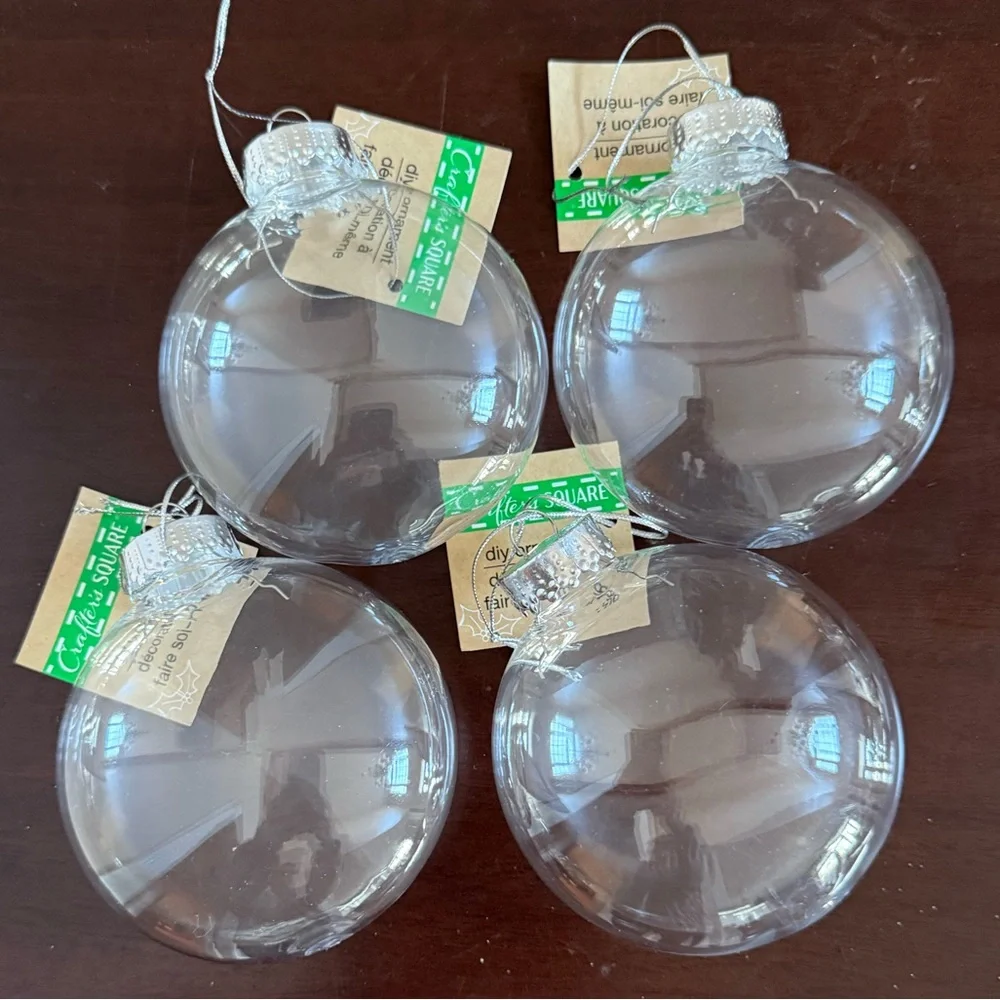 New! Lot of 9 DIY Fillable Christmas Holiday Ornaments,